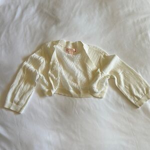 Cream 100% Cotton Crocheted Cropped Bolero Jacket Cardigan Girls 5-6